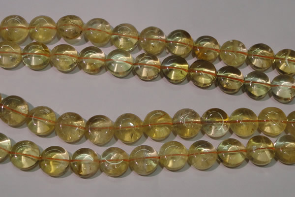 CCR233 15.5 inches 14mm flat round natural citrine gemstone beads