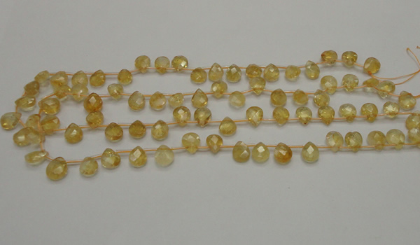 CCR31 15.5 inches 8*10mm faceted briolette natural citrine beads
