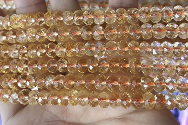 CCR335 15.5 inches 5*7mm faceted rondelle natural citrine beads