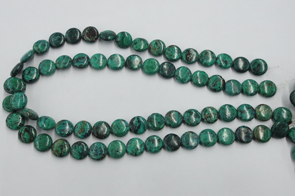 CCS212 15.5 inches 12mm flat round natural Chinese chrysocolla beads