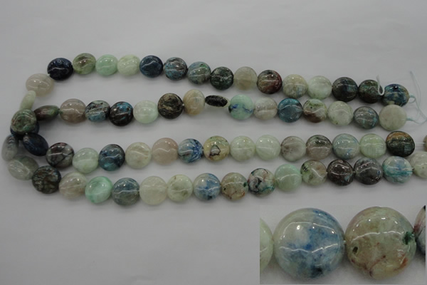 CCS38 15.5 inches 12mm flat round natural chrysocolla gemstone beads