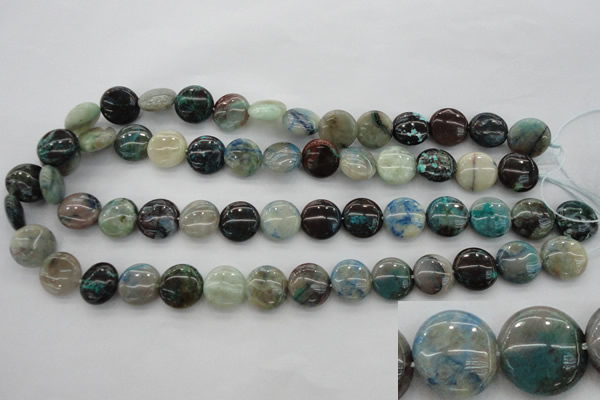 CCS39 15.5 inches 14mm flat round natural chrysocolla gemstone beads