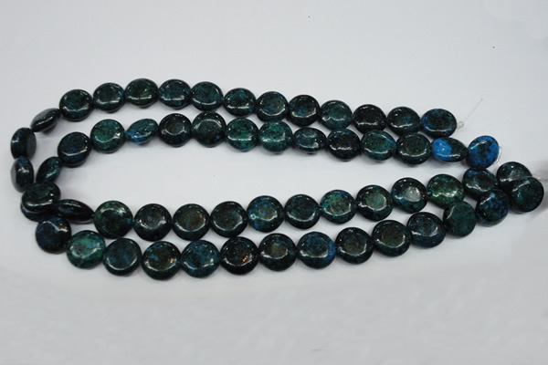 CCS434 15.5 inches 14mm flat round dyed chrysocolla gemstone beads