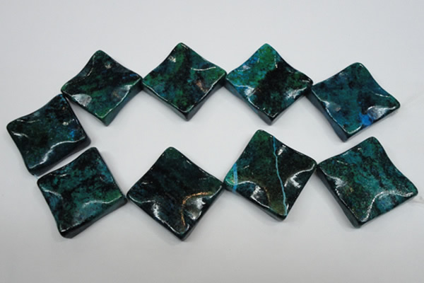 CCS488 15.5 inches 32*32mm wavy diamond dyed chrysocolla gemstone beads