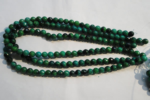 CCS602 15.5 inches 8mm faceted round dyed chrysocolla gemstone beads