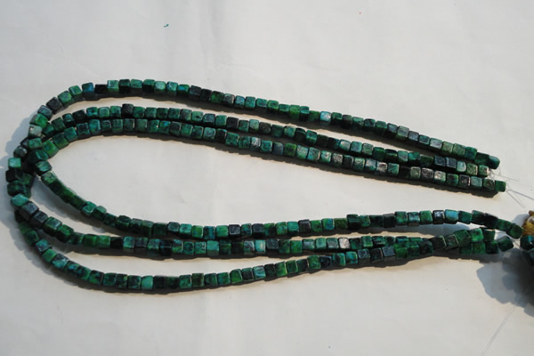 CCS610 15.5 inches 4*4mm cube dyed chrysocolla gemstone beads