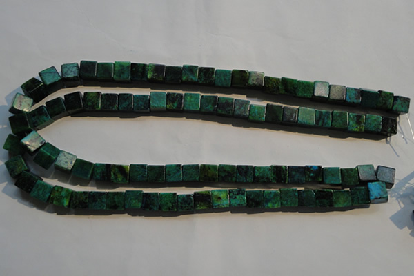 CCS612 15.5 inches 8*8mm cube dyed chrysocolla gemstone beads