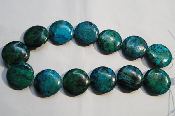 CCS679 15.5 inches 30mm flat round dyed chrysocolla gemstone beads