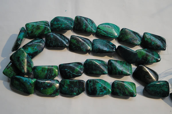 CCS706 15.5 inches 20*30mm twisted rectangle dyed chrysocolla beads
