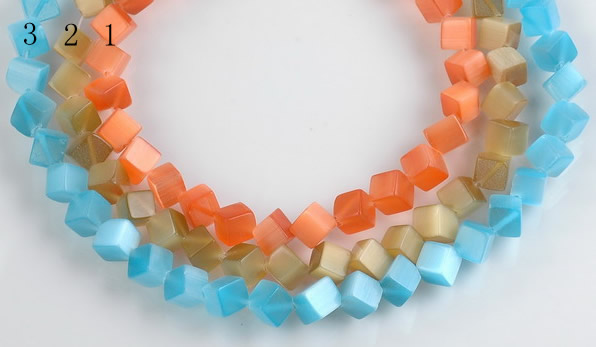CCT09 8mm different color cube-shaped cats eye beads Wholesale