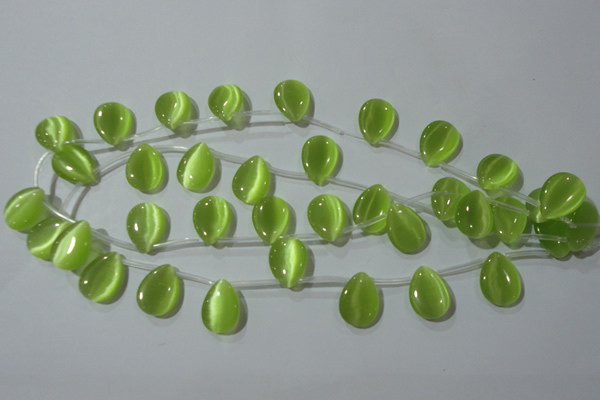 CCT1023 Top-drilled 13*18mm flat teardrop cats eye beads wholesale