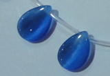 CCT1025 Top-drilled 13*18mm flat teardrop cats eye beads wholesale