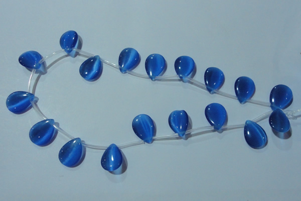 CCT1025 Top-drilled 13*18mm flat teardrop cats eye beads wholesale