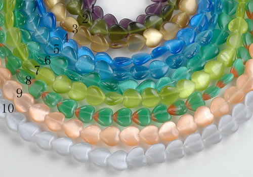 CCT14 10*12mm different color heart cats eye beads Wholesale