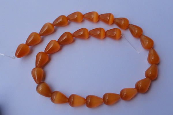 CCT18 14 inches 10*14mm teardrop orange red cats eye beads wholesale
