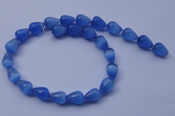 CCT21 14 inches 10*14mm teardrop ink blue cats eye beads wholesale