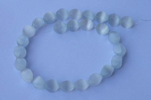 CCT24 14 inches 10*14mm twisted white cats eye beads wholesale
