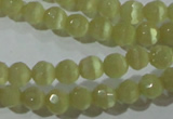 CCT314 15 inches 4mm faceted round cats eye beads wholesale