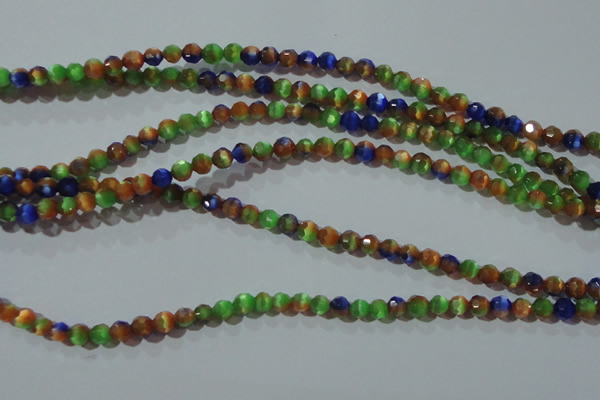 CCT317 15 inches 4mm faceted round cats eye beads wholesale
