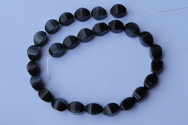 CCT32 14 inches 10*14mm twisted black cats eye beads wholesale
