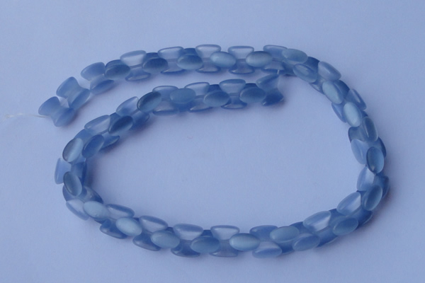 CCT37 14.5 inches 6*10mm drum-shaped light blue cats eye beads
