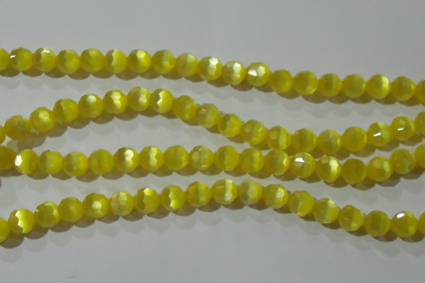 CCT376 15 inches 8mm faceted round cats eye beads wholesale