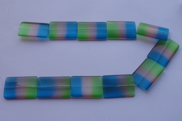 CCT45 15 inches 25*35mm flat rectangle mix color cats eye beads