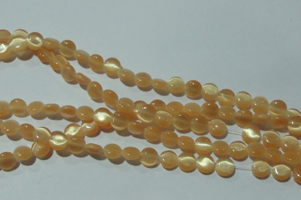 CCT456 15 inches 6mm flat round cats eye beads wholesale