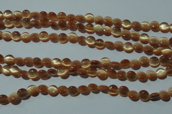 CCT457 15 inches 6mm flat round cats eye beads wholesale