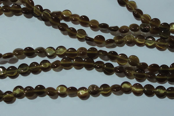 CCT458 15 inches 6mm flat round cats eye beads wholesale
