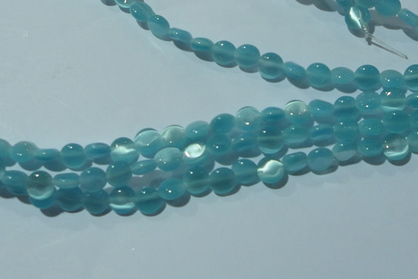 CCT463 15 inches 6mm flat round cats eye beads wholesale