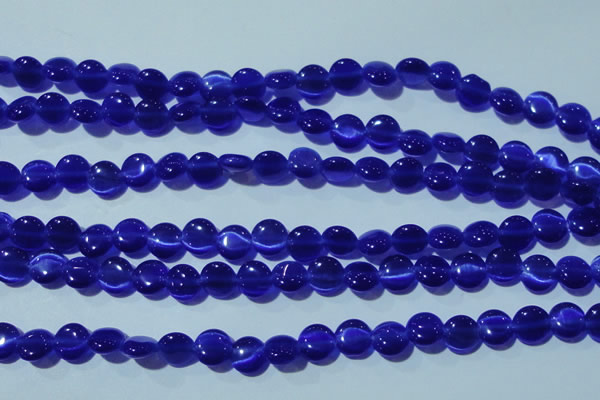 CCT466 15 inches 6mm flat round cats eye beads wholesale