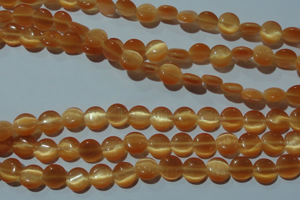 CCT485 15 inches 8mm flat round cats eye beads wholesale