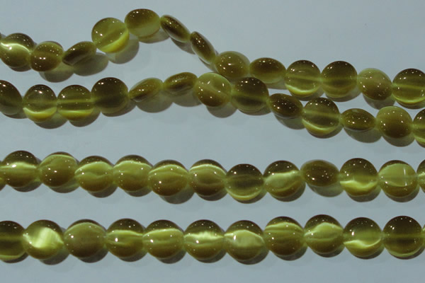 CCT518 15 inches 10mm flat round cats eye beads wholesale