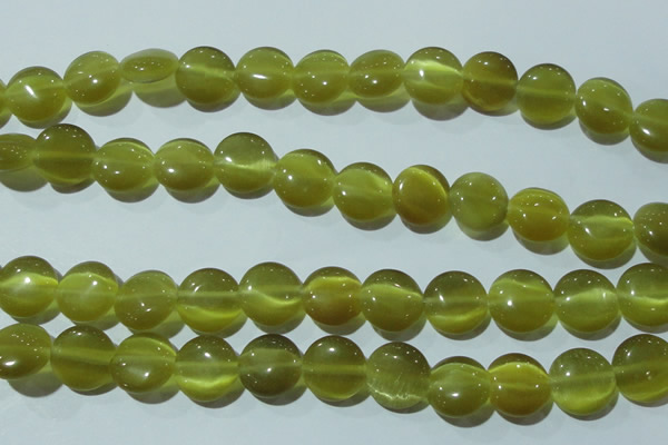 CCT519 15 inches 10mm flat round cats eye beads wholesale