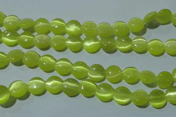 CCT520 15 inches 10mm flat round cats eye beads wholesale