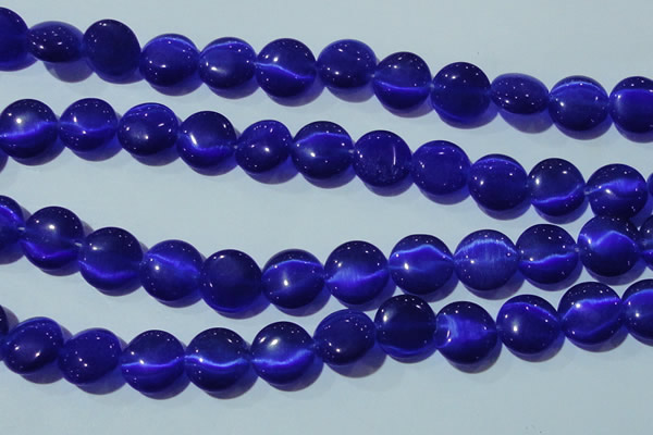 CCT525 15 inches 10mm flat round cats eye beads wholesale