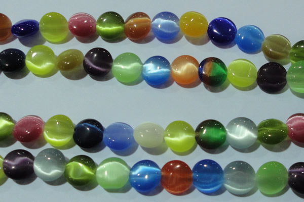 CCT526 15 inches 10mm flat round cats eye beads wholesale
