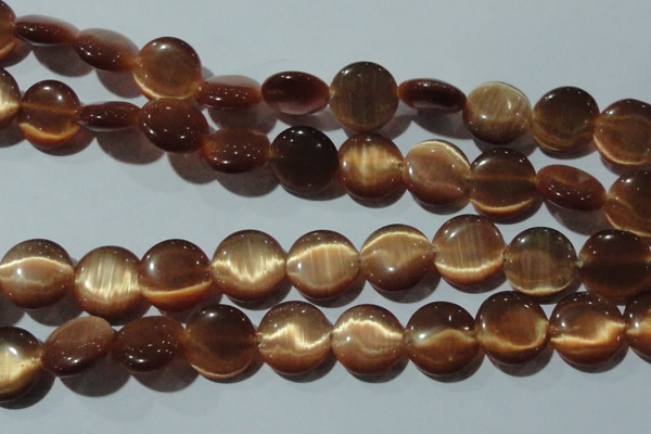CCT544 15 inches 12mm flat round cats eye beads wholesale