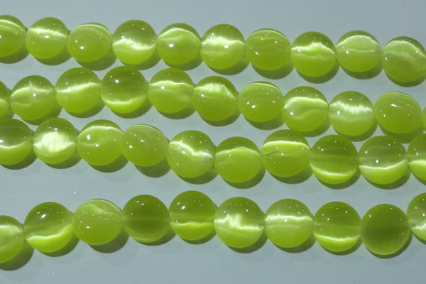 CCT549 15 inches 12mm flat round cats eye beads wholesale