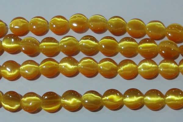 CCT571 15 inches 14mm flat round cats eye beads wholesale