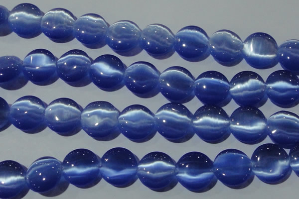 CCT579 15 inches 14mm flat round cats eye beads wholesale