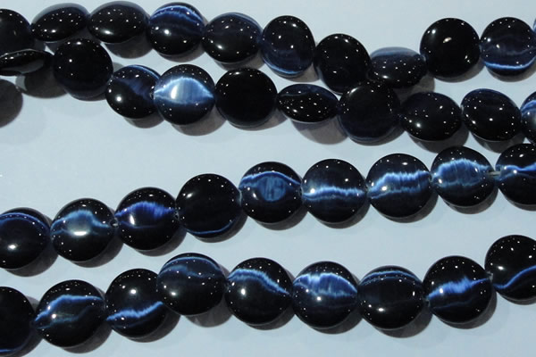 CCT582 15 inches 14mm flat round cats eye beads wholesale