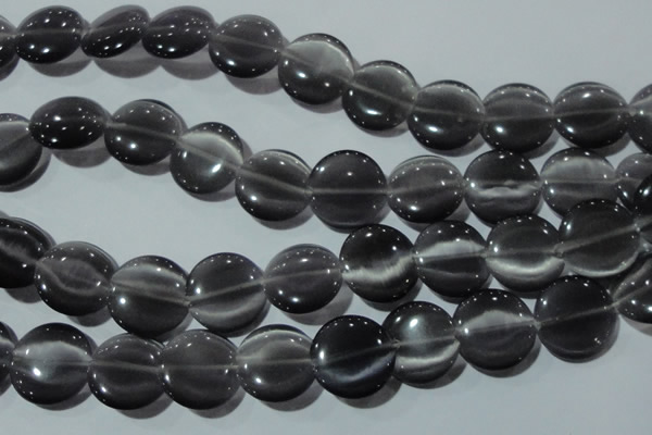 CCT583 15 inches 14mm flat round cats eye beads wholesale