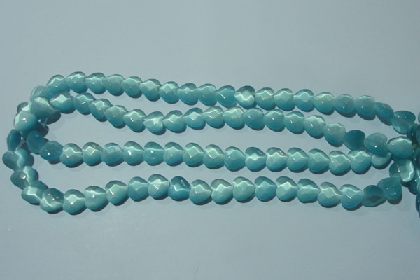 CCT963 15 inches 10*10mm faceted heart cats eye beads wholesale