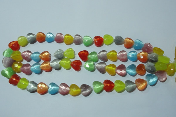 CCT973 15 inches 12*12mm faceted heart cats eye beads wholesale