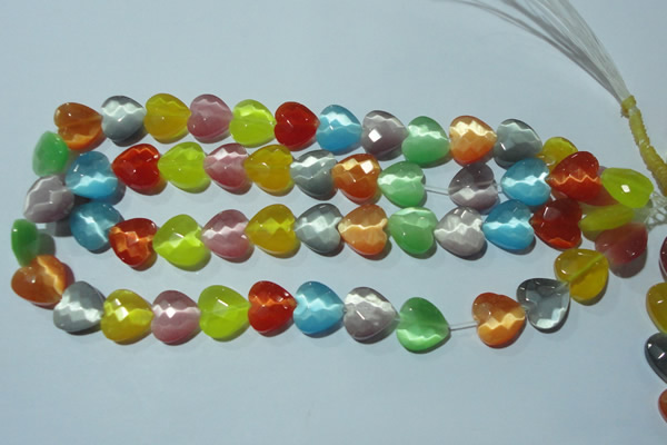 CCT980 15 inches 14*14mm faceted heart cats eye beads wholesale