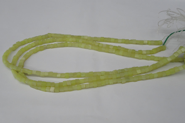 CCU03 15.5 inches 4*4mm cube olive jade beads wholesale