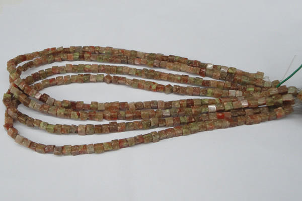 CCU05 15.5 inches 4*4mm cube New unakite beads wholesale