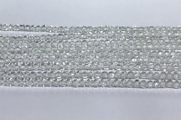 CCU1000 15 inches 4mm faceted cube white crystal beads